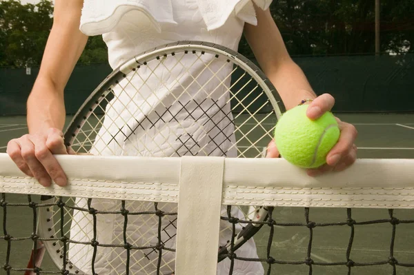 Femme Sur Court Tennis — Photo
