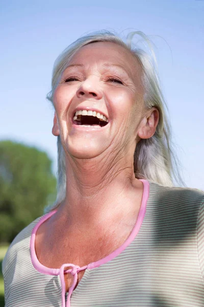 Senior Adult Caucasian Woman Portrait Laughing — Stock Photo, Image