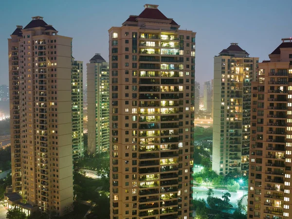 Xangai Edifícios Vivos Durante Noite China — Fotografia de Stock