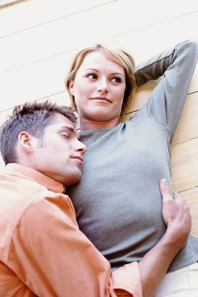 Attractive Young Couple in Underwear in a Bedroom. Stock Photo - Image of  heterosexual, cuddling: 117158818