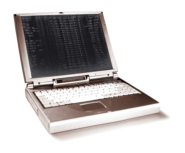 Közelkép Vintage Laptop Számítógép Fehér Háttér — Stock Fotó