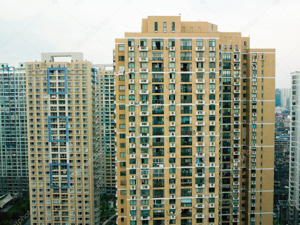 Aerial view of Shanghai apartment buildings
