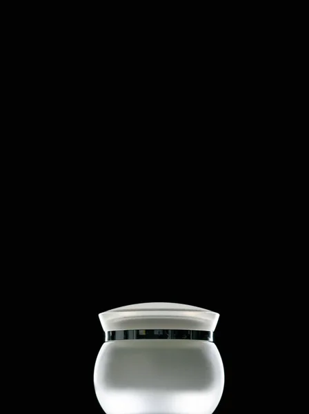 Pot Van Cosmetische Crème Zwarte Achtergrond — Stockfoto