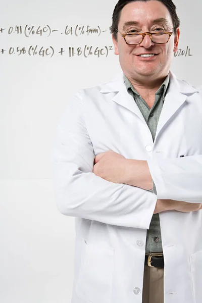 Scientist Formula Standign Crossed Arms — Stock Photo, Image