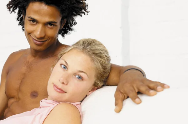 Multicultural Couple smiling — Stock Photo, Image