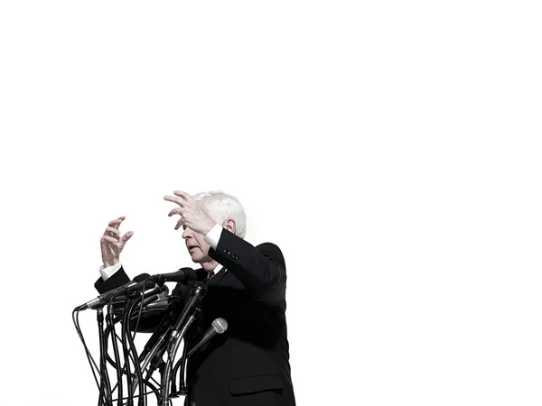 Senior Adult Politician Giving Speech White Background — Stock Photo, Image