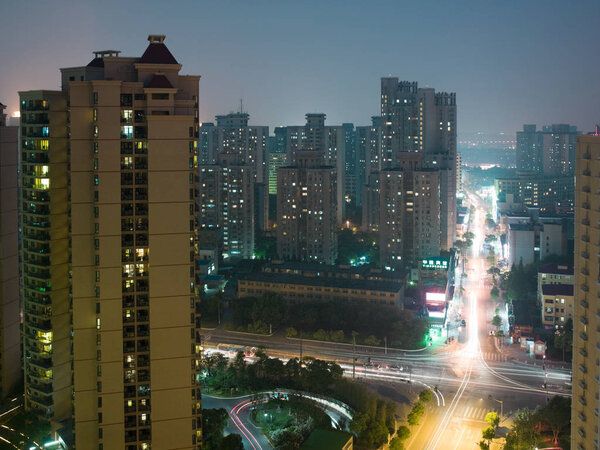 Shanghai apartment buildings in evening time, China