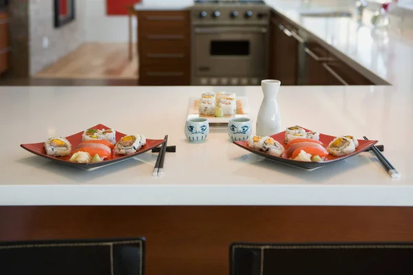 Sushi Colocado Mostrador Cocina — Foto de Stock