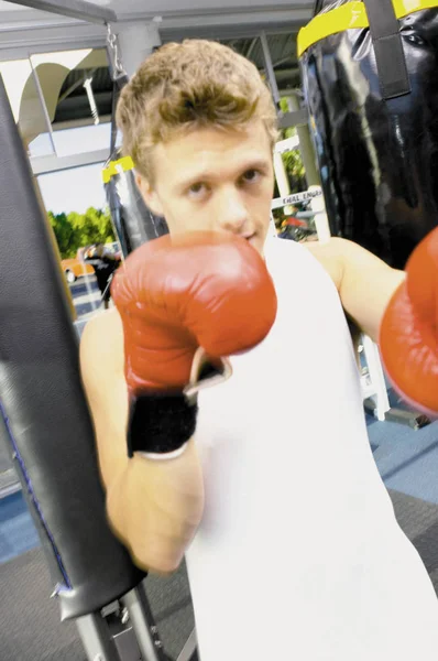 Portrait Handsome Man Boxing — Stock Photo, Image