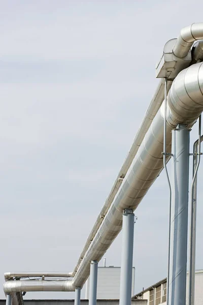 Blick Auf Industrielle Metallrohre Moderner Fabrik — Stockfoto