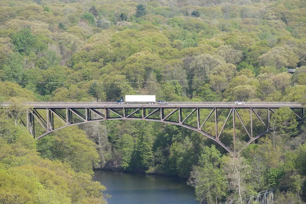 Vista Lejana Del Puente Sobre Río Hudson — Foto de Stock