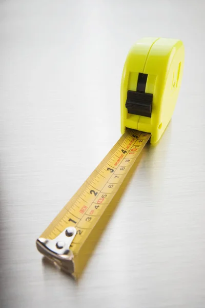 Yellow Tape Measure Isolated White Background Stock Image