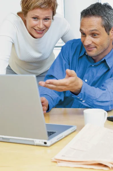 Man Woman Working Together Laptop Stock Photo