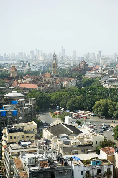 Hög Vinkel Syn Stadsbilden Mumbai Med Träd Och Bilar — Stockfoto