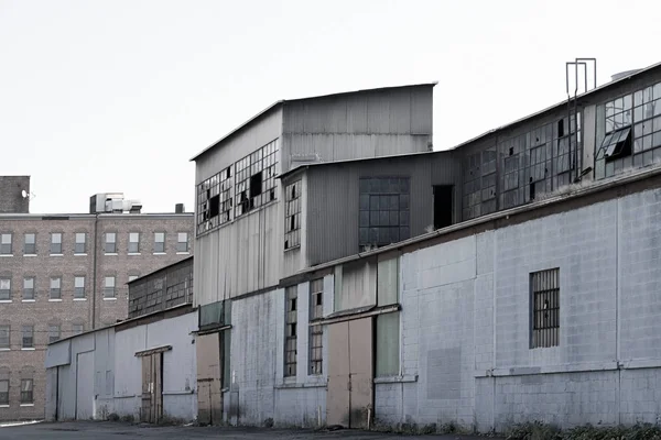 Vista Exterior Construcción Una Fábrica Moderna Abandonada — Foto de Stock
