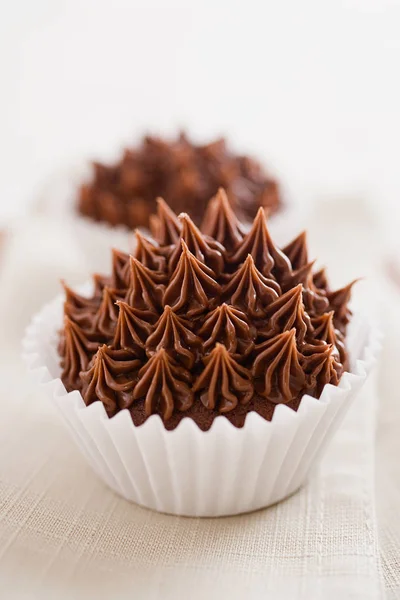 Primer Plano Cupcakes Chocolate Blanco — Foto de Stock