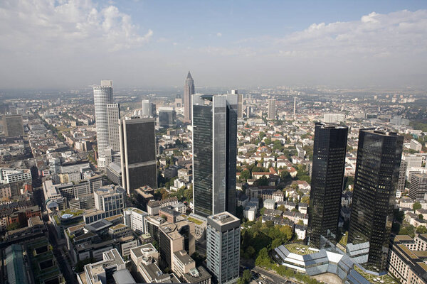 Aerial view of Frankfurt cityscape during daytime, Germany