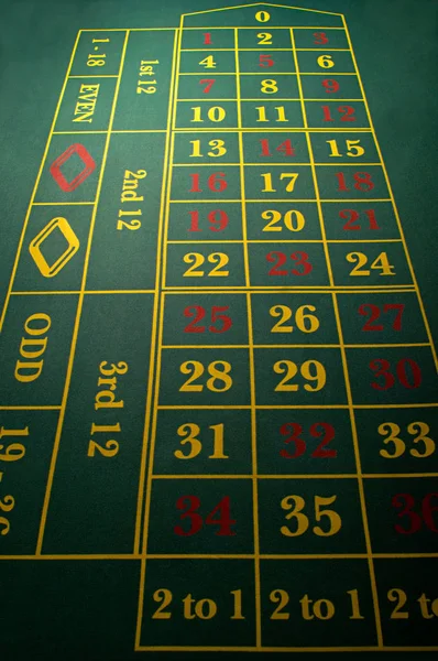 High Angle View Empty Roulette Table Numbers — Stock Photo, Image