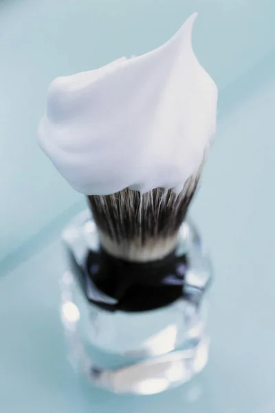 Close Shaving Foam Blue Background — Stock Photo, Image