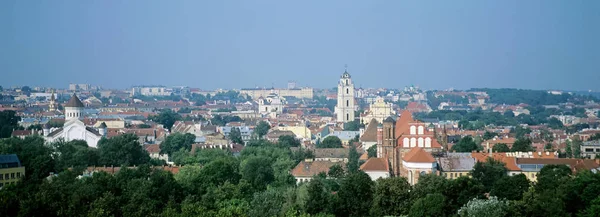 Vista Aérea Del Paisaje Urbano Vilna Durante Día Lituania — Foto de Stock