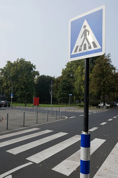 Zebrastreifen Einer Kreuzung Der Nähe Des Grünen Parks — Stockfoto