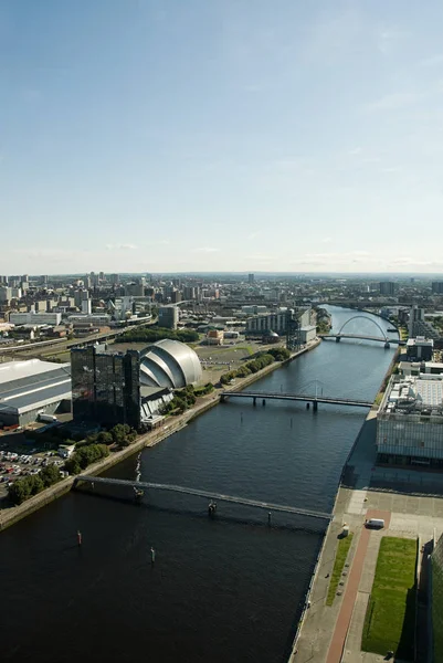 High Angle View Glasgow Cityscape Clyde River Scotland — Stock Photo, Image