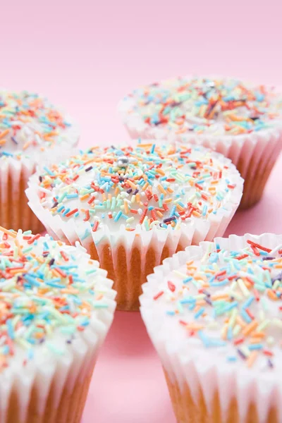 Pile Cupcakes Pink Background — Stock Photo, Image