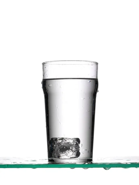 Cubo Hielo Vaso Agua Estante Vidrio — Foto de Stock