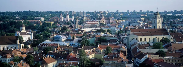 Vista Aérea Del Paisaje Urbano Vilna Durante Día Lituania — Foto de Stock