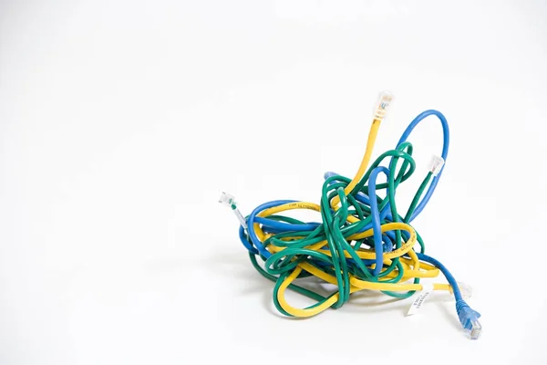 Tangle Colored Wires Isolated White Background — Stock Photo, Image
