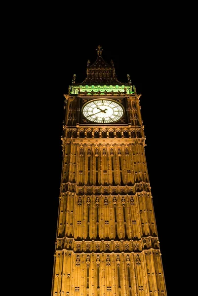 Niski Kąt Widzenia Oświetlone Big Ben Londyn Wielka Brytania — Zdjęcie stockowe