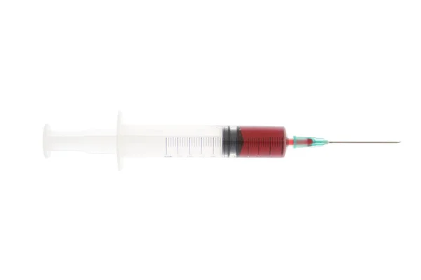 Blood Syringe White Background — Stock Photo, Image