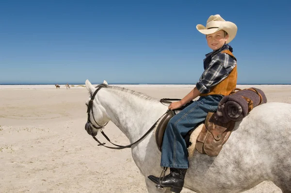 Boy Riding Horse — Stock Photo, Image