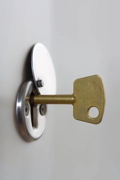 Close Key Lock Door — Stock Photo, Image