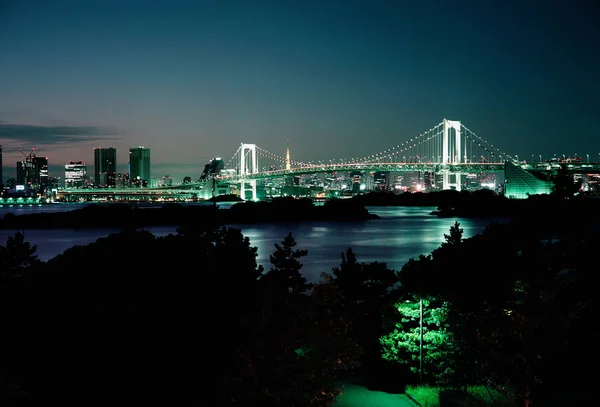 Most Budovy Během Noční Doby Tokiu Japonsko — Stock fotografie