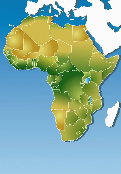 Kaart Van Afrika Digitaal Gegenereerde Afbeelding — Stockfoto