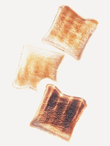 Drei Toasts Auf Weißem Hintergrund — Stockfoto