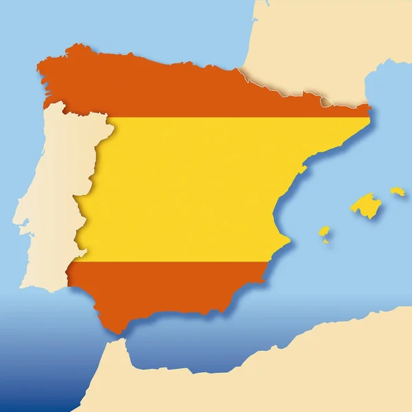 Map Spain Digitally Generated Image — Stock Photo, Image
