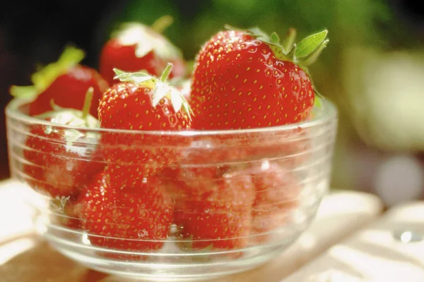 Close Bowl Strawberries — Stock Photo, Image