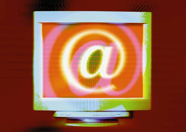 Lighting Mail Sign Going Out Old Computer Screen — Stock Photo, Image
