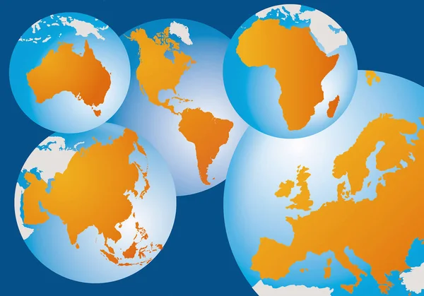 Globusy Ziemi Niebieskim Tle — Zdjęcie stockowe