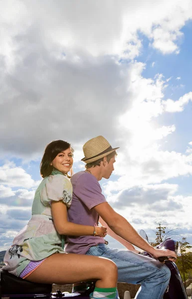 Couple Sitting Bike — Stock Photo, Image