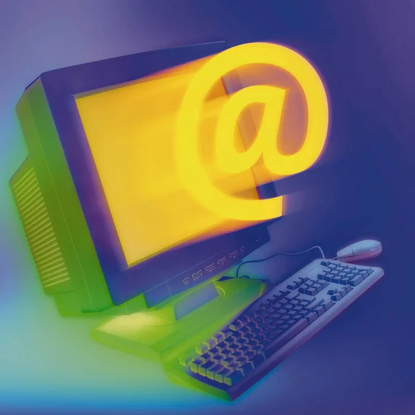 Mail Sign Going Out Old Computer Screen — Stock Photo, Image