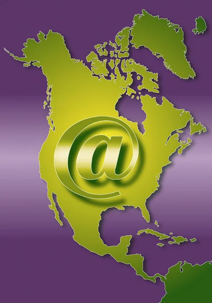 Mailové Štít Nad Mapa Kontinentu Severní Amerika — Stock fotografie