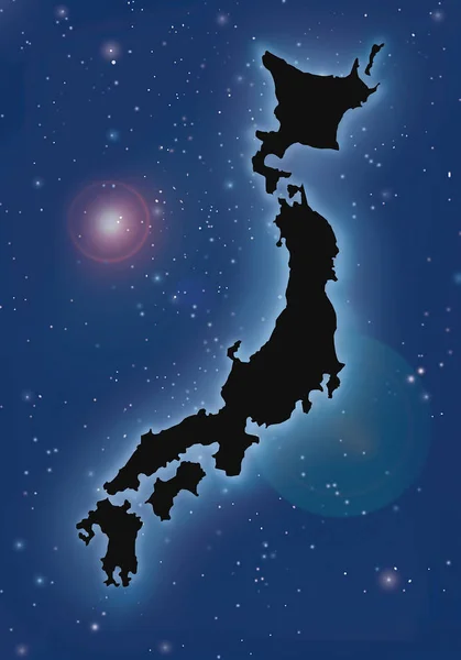 Kaart Van Japan Digitaal Gegenereerde Afbeelding — Stockfoto