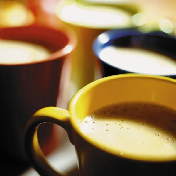 Primer Plano Tazas Multicolores Café — Foto de Stock