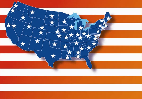 Karte Der Usa Digital Generiertes Bild — Stockfoto