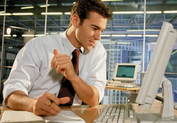 Empresário Sua Mesa — Fotografia de Stock