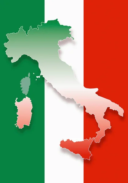 Χάρτη Της Ιταλίας Ψηφιακά Παραγόμενη Εικόνα — Φωτογραφία Αρχείου