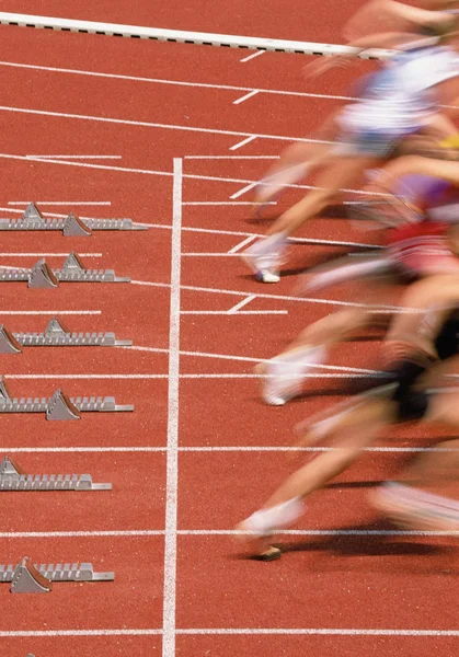 Group People Running Running Track — Stock Photo, Image